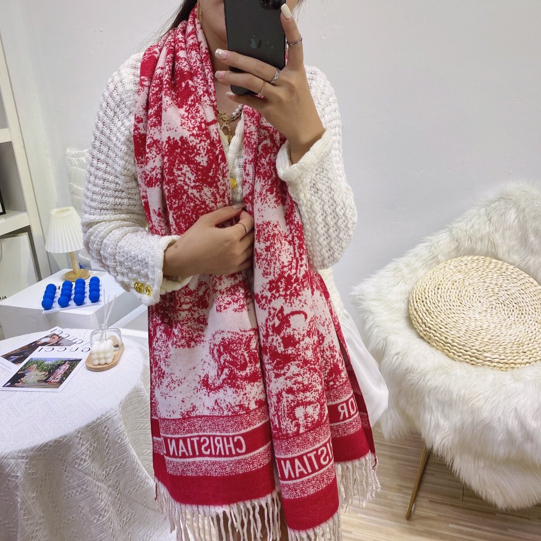 Dior Toile Print Fringed Scarf