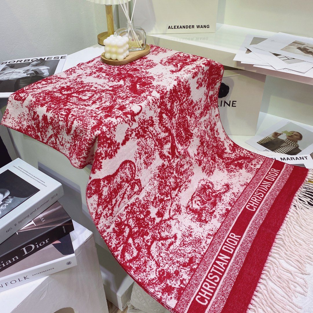 Dior Toile Print Fringed Scarf