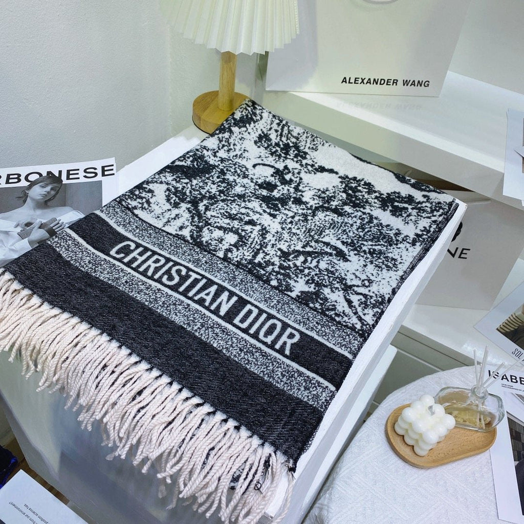 Dior Toile Print Fringed Scarf
