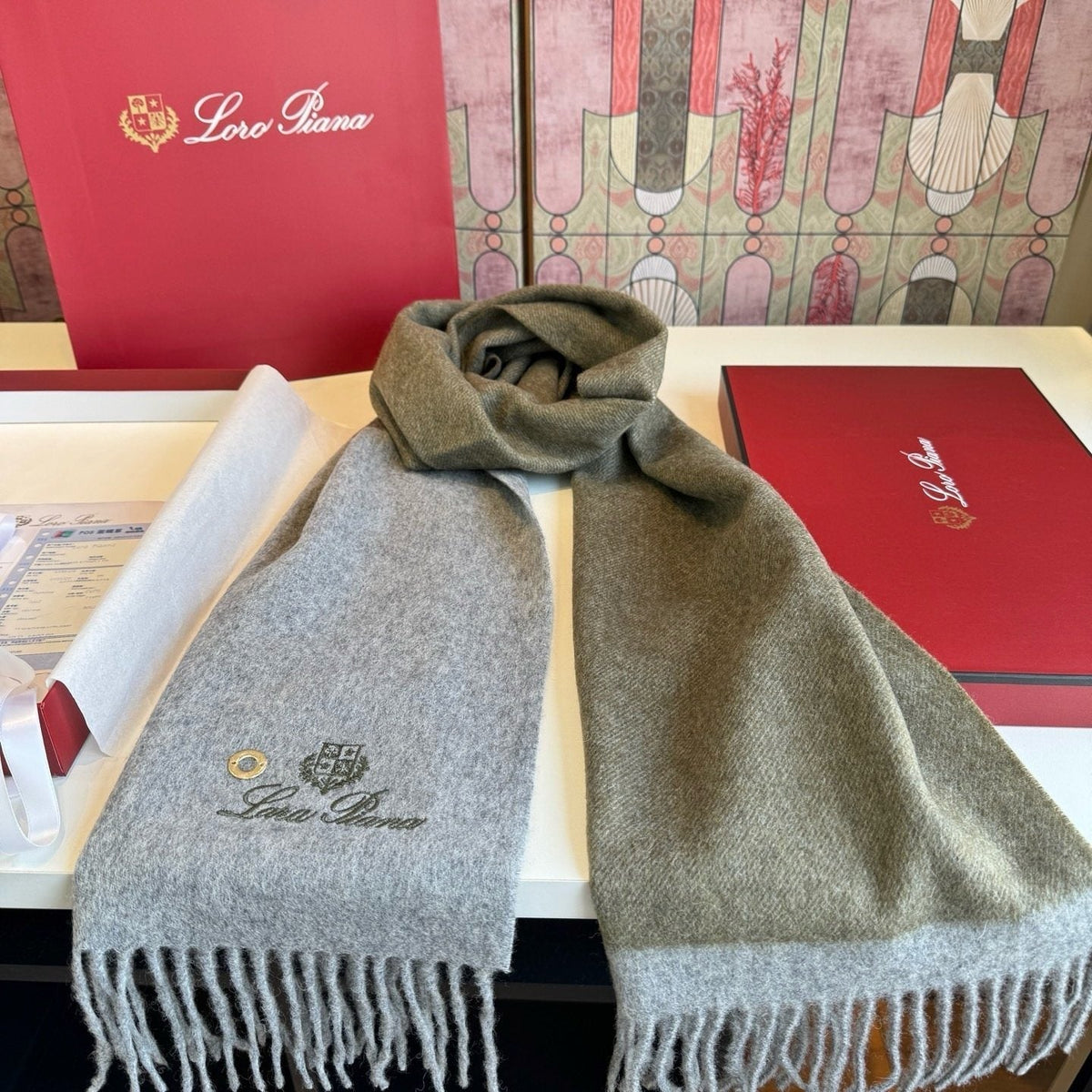 Loro Piana Two-Tone Fringe Scarf - 30 x 185 cm