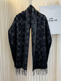Coach Reversible Monogram Fringed Scarf