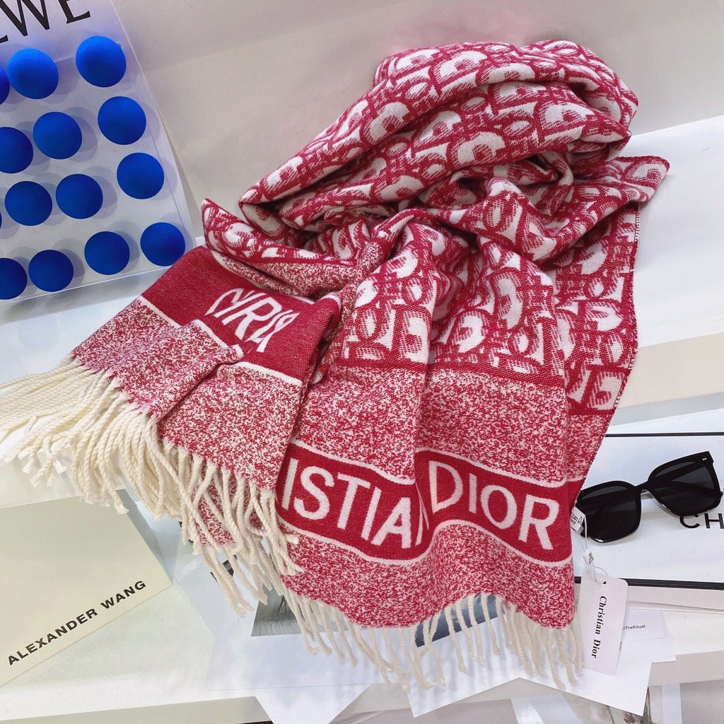 Dior Patterned Fringed Scarf
