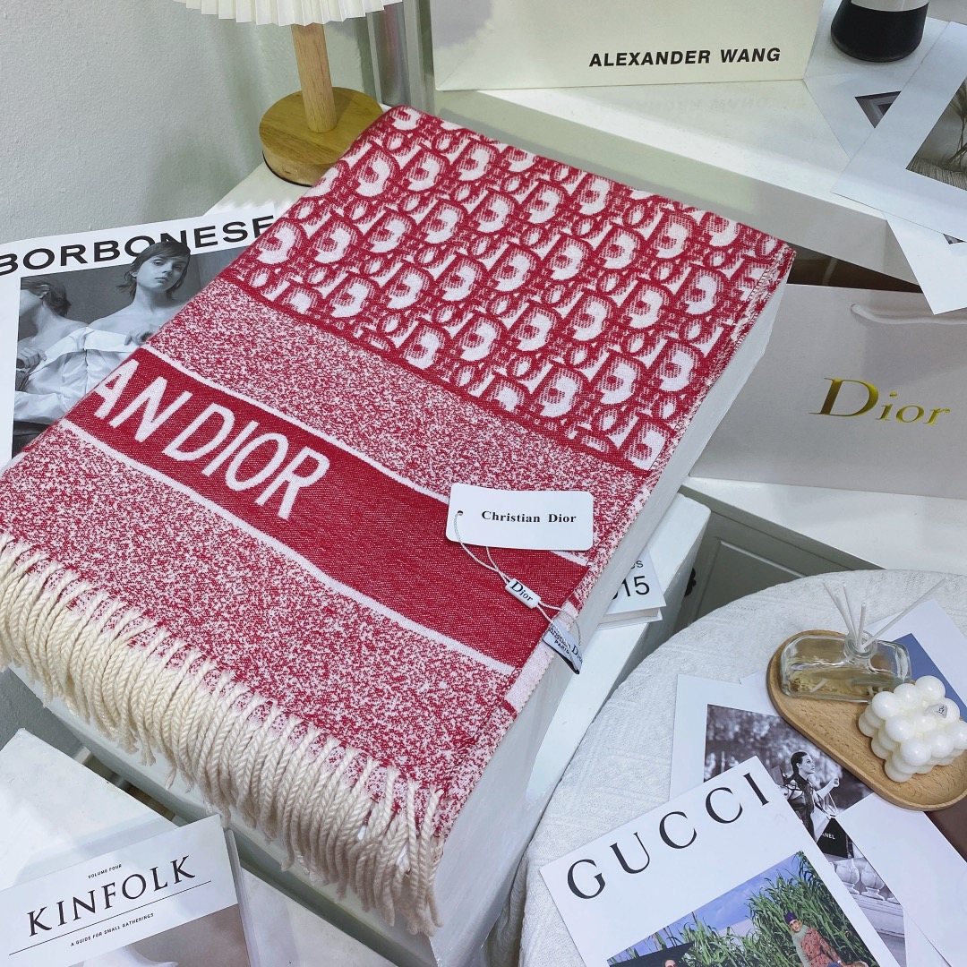 Dior Patterned Fringed Scarf