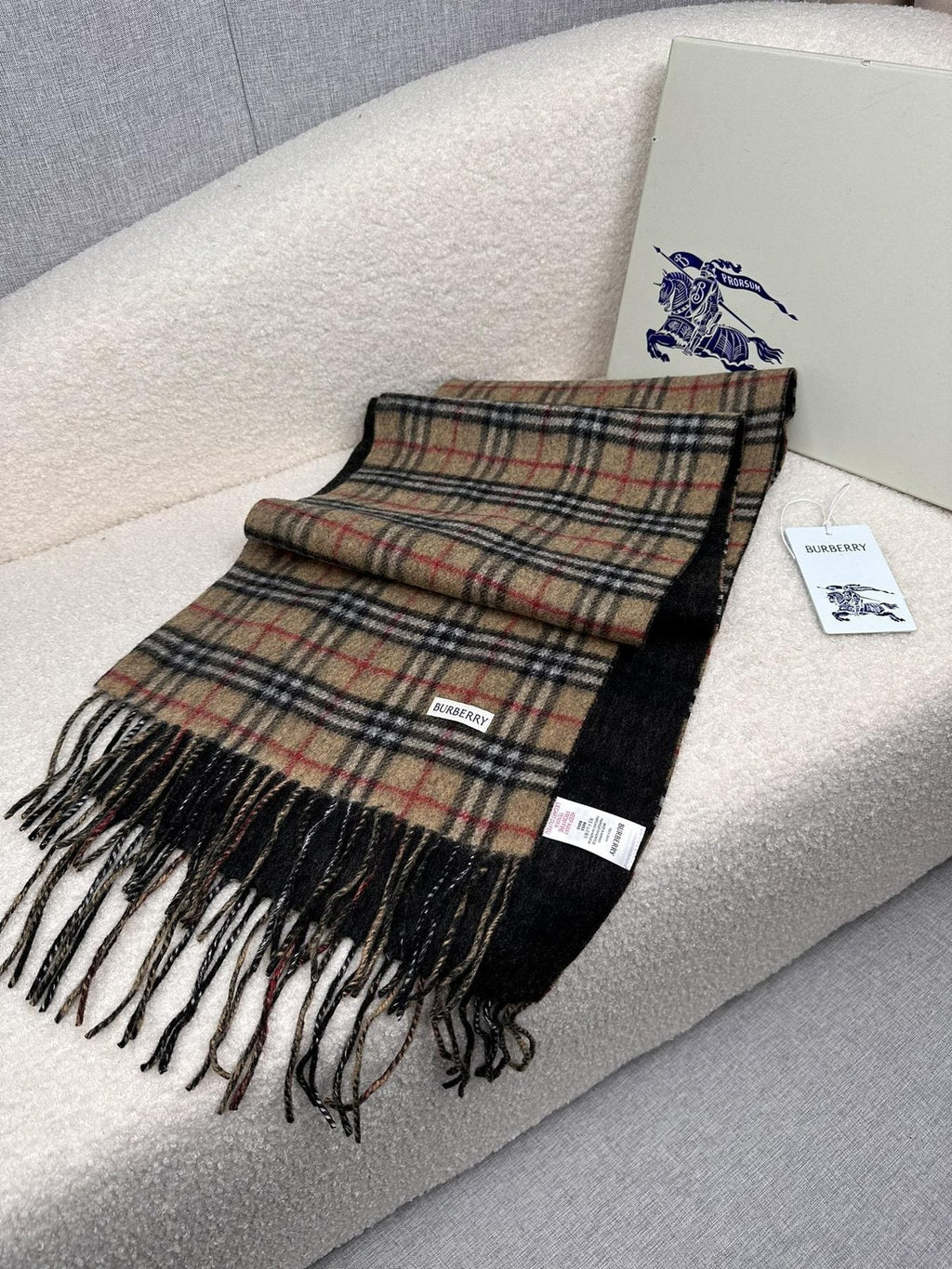 Burberry Reversible Fringed Plaid Scarf