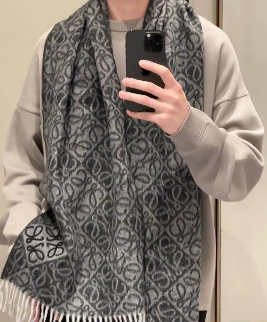 Loewe Fringed Pattern Scarf