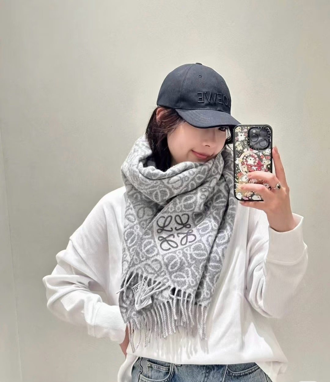 Loewe Fringed Pattern Scarf