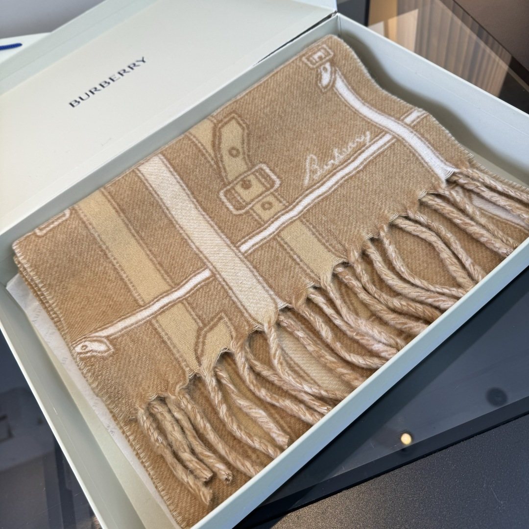 Burberry Reversible Cashmere Fringe Scarf