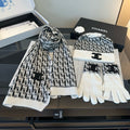 Chanel Logo Knit Hat, Scarf & Gloves Set