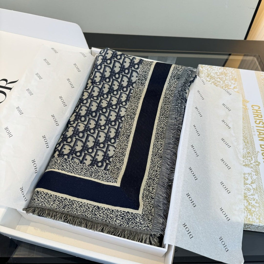 Dior Fringed Monogram Shawl Scarf
