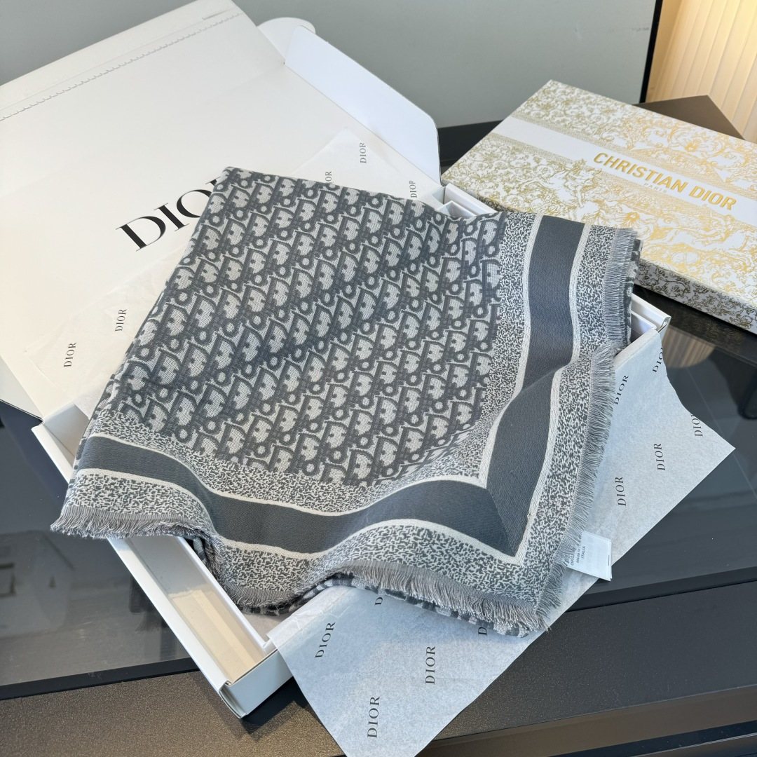 Dior Fringed Monogram Shawl Scarf