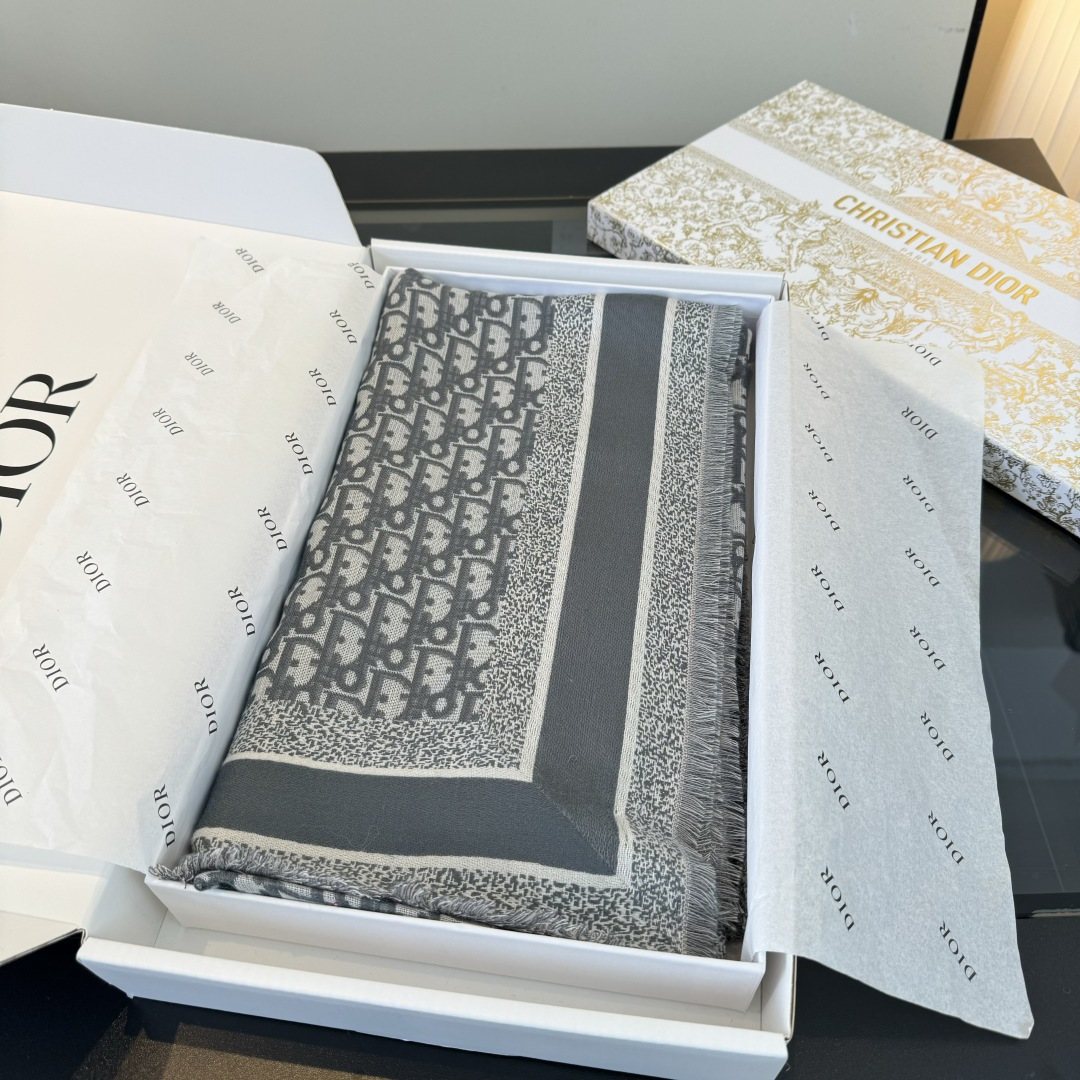 Dior Fringed Monogram Shawl Scarf