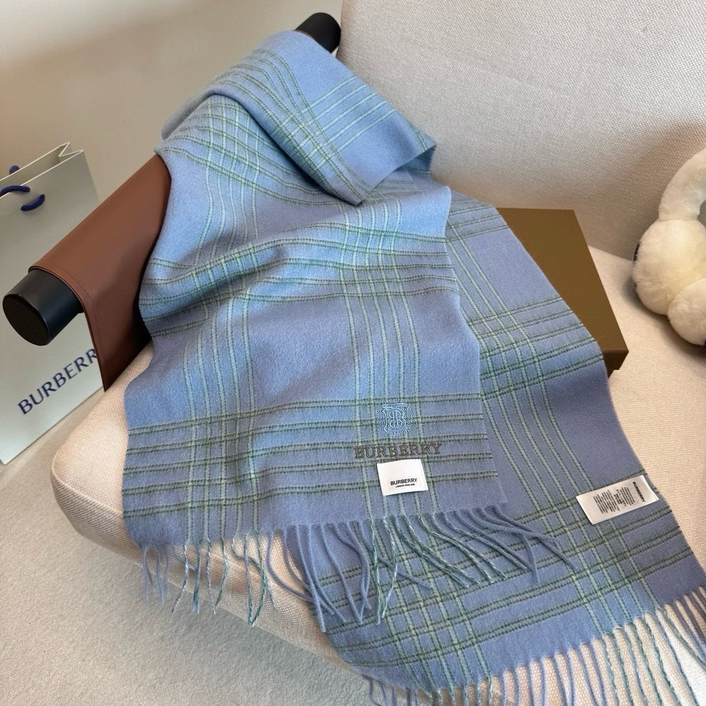 Burberry Woven-Logo Plaid Fringed Scarf