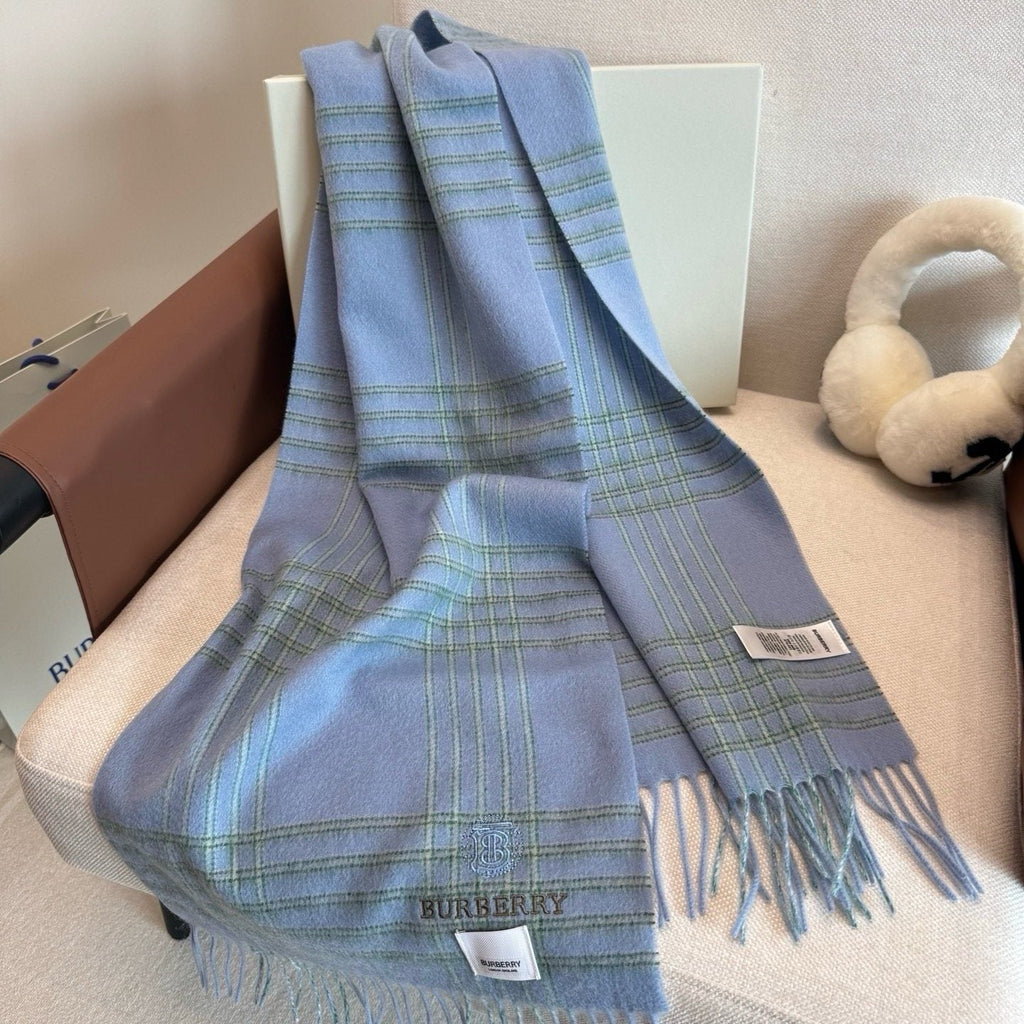 Burberry Woven-Logo Plaid Fringed Scarf