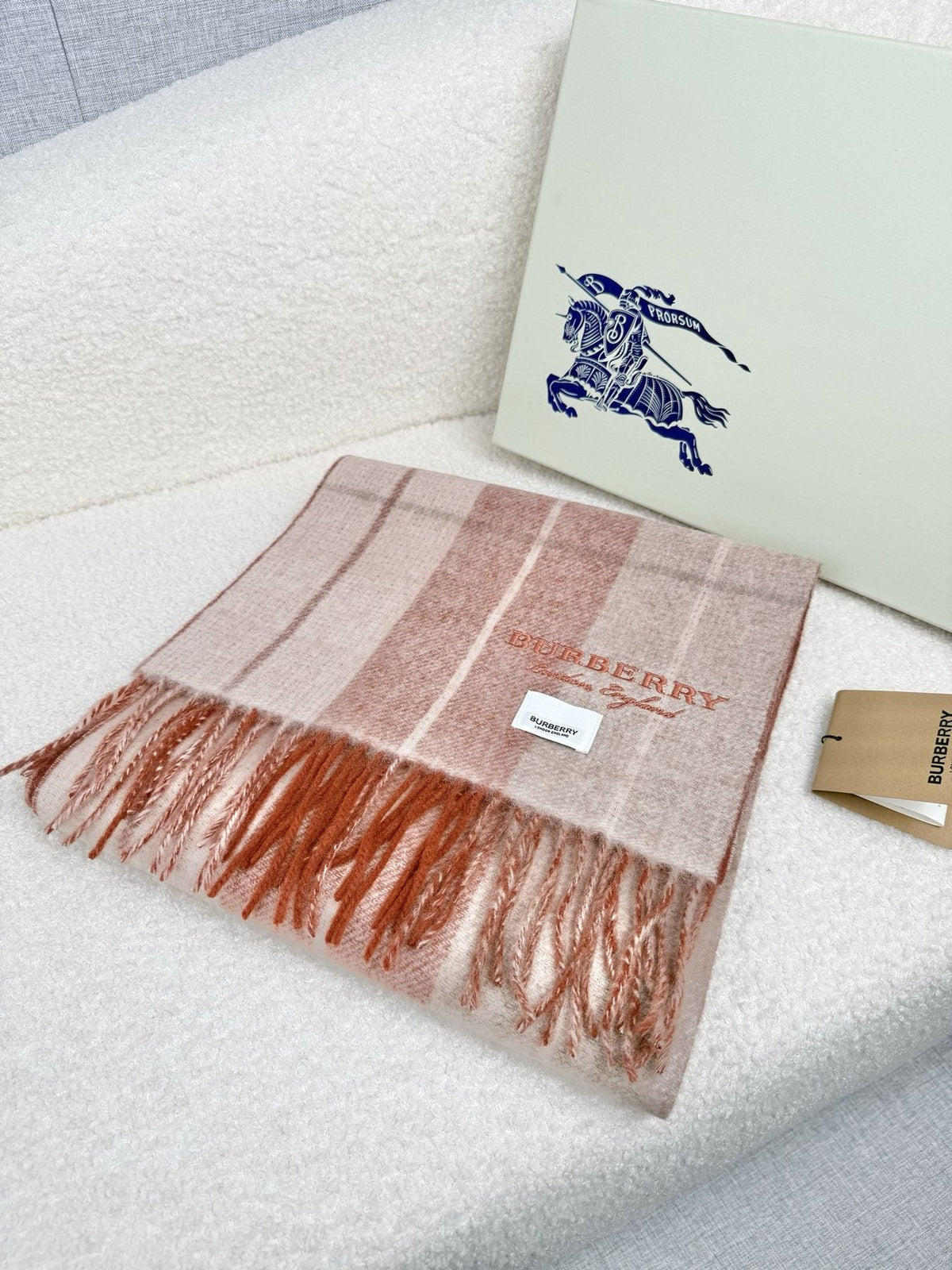 Burberry Double-Sided Plaid Fringe Scarf