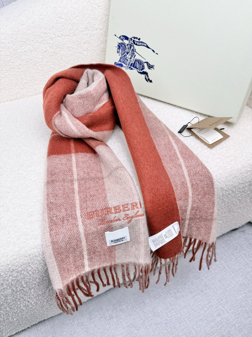 Burberry Double-Sided Plaid Fringe Scarf