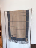 Hermès Fringed Grid Motif Scarf