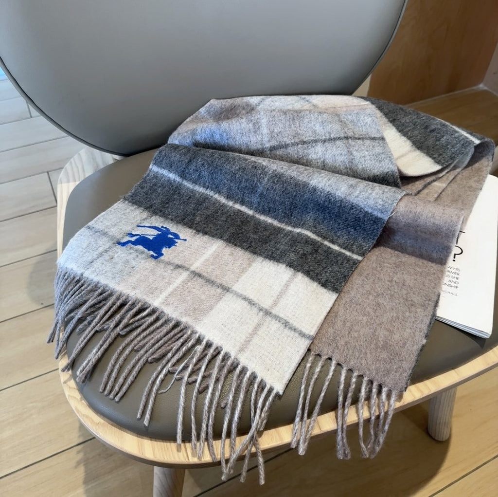 Burberry Reversible Plaid Fringed Scarf
