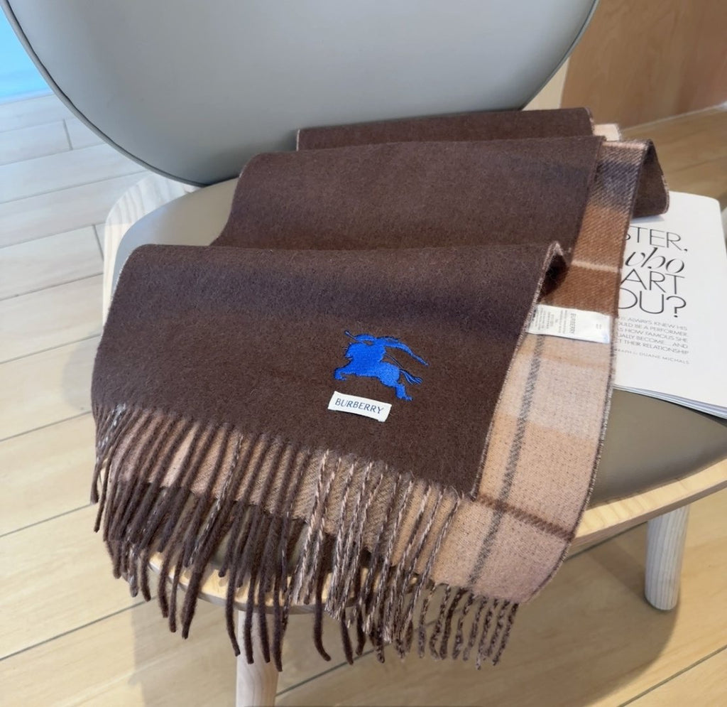 Burberry Reversible Plaid Fringed Scarf