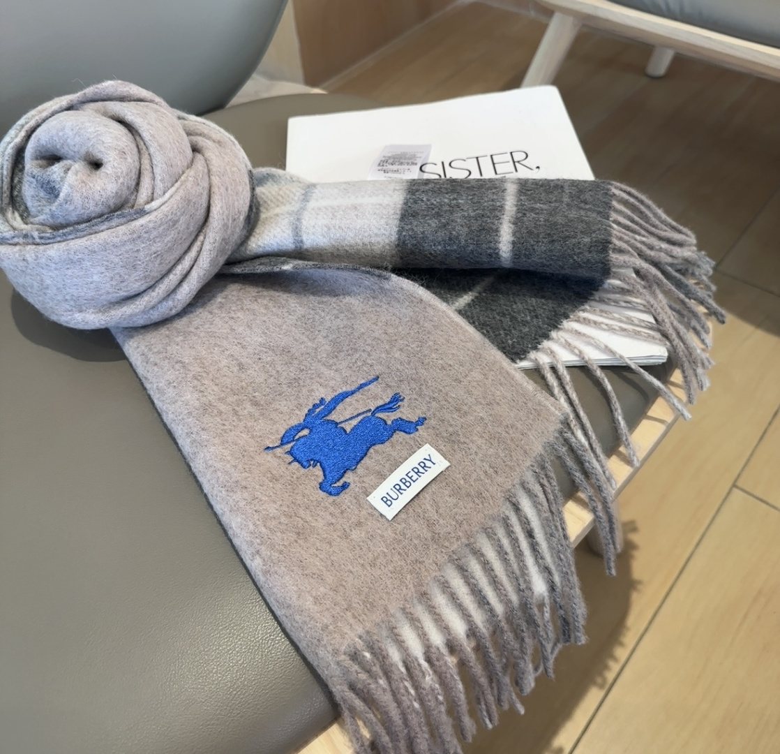 Burberry Reversible Plaid Fringed Scarf