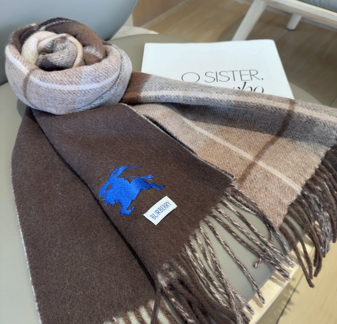 Burberry Reversible Plaid Fringed Scarf