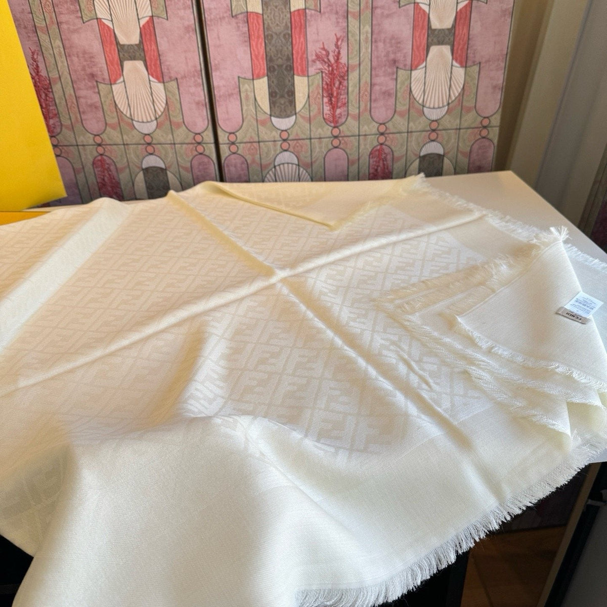 Fendi Fringed Geometric Monogram Scarf