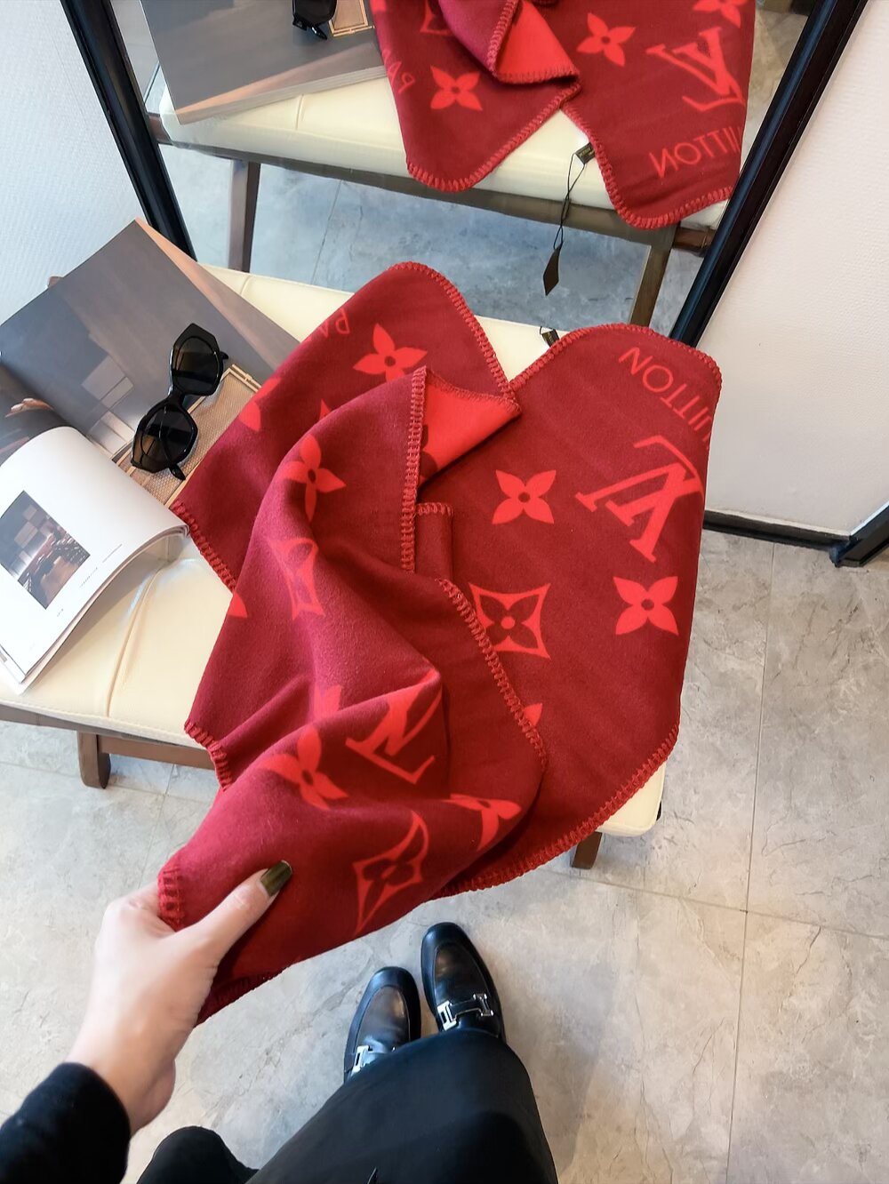 Louis Vuitton Reversible Jacquard Scarf with Stitched Edge