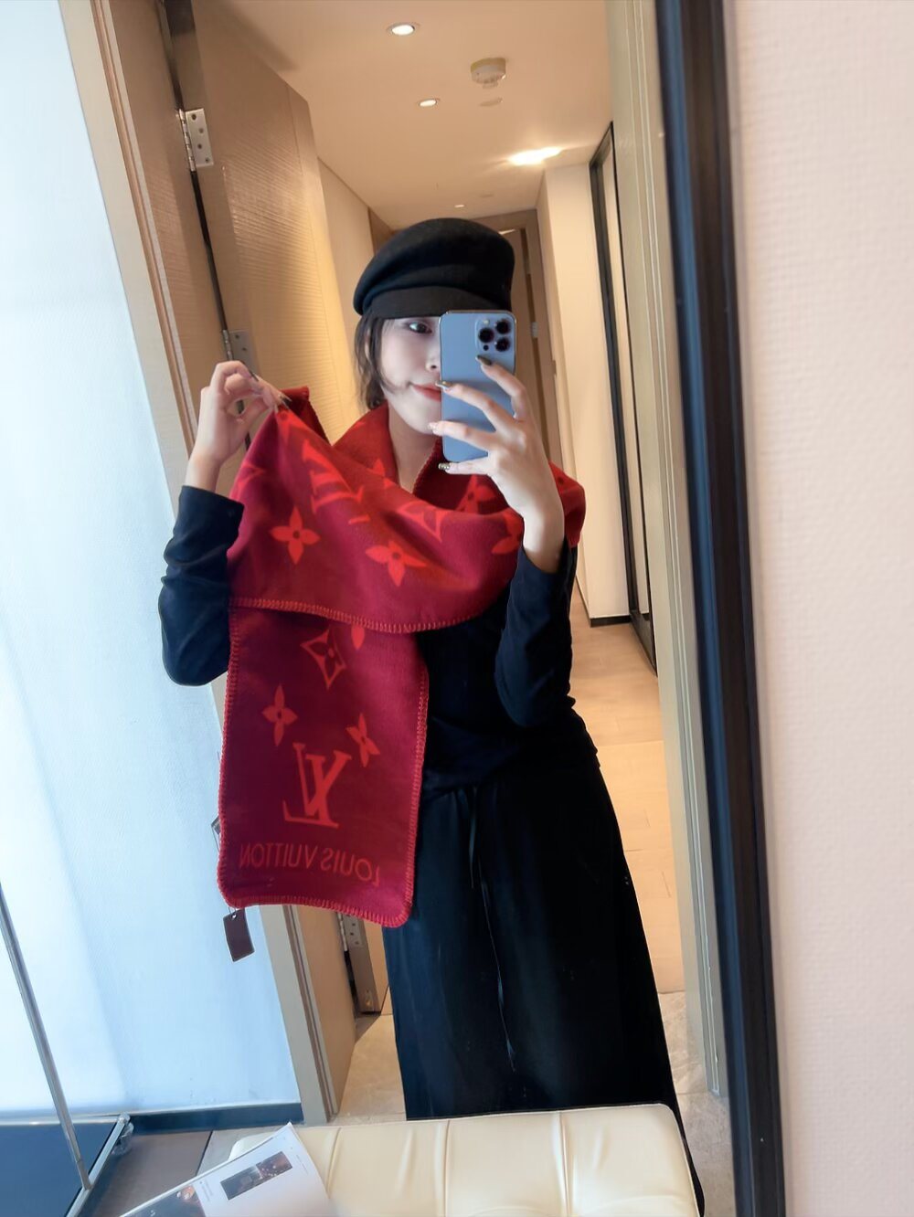 Louis Vuitton Reversible Jacquard Scarf with Stitched Edge