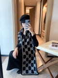 Gucci Woven Geometric Motif Fringe Scarf