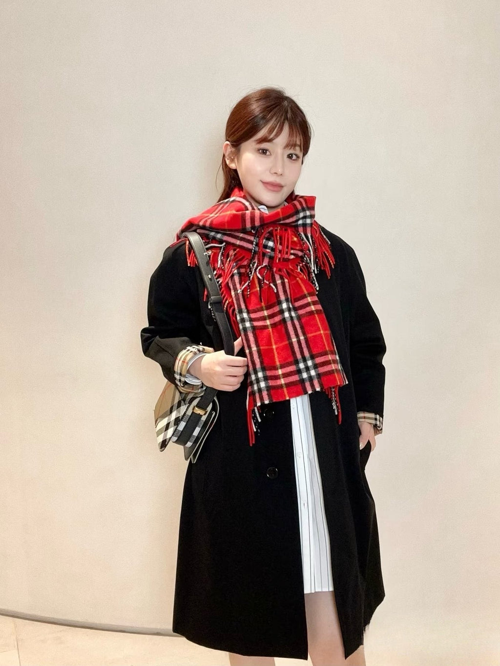 Burberry Long Plaid Fringed Scarf - 155 x 30 cm