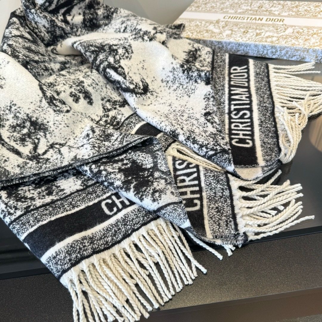 Dior Fringed Toile Square Scarf