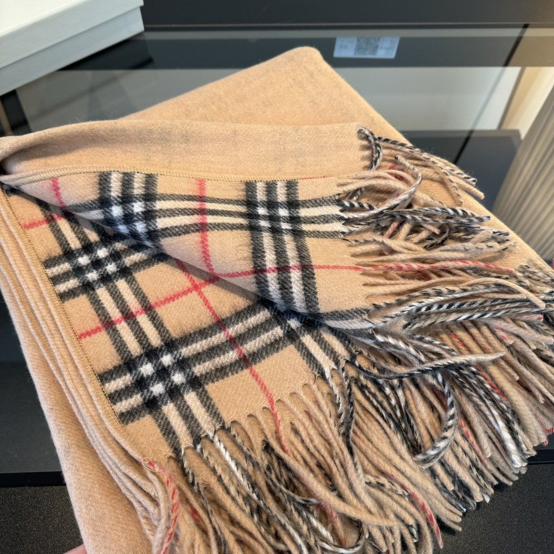 Burberry Fringed Plaid-Panel Poncho