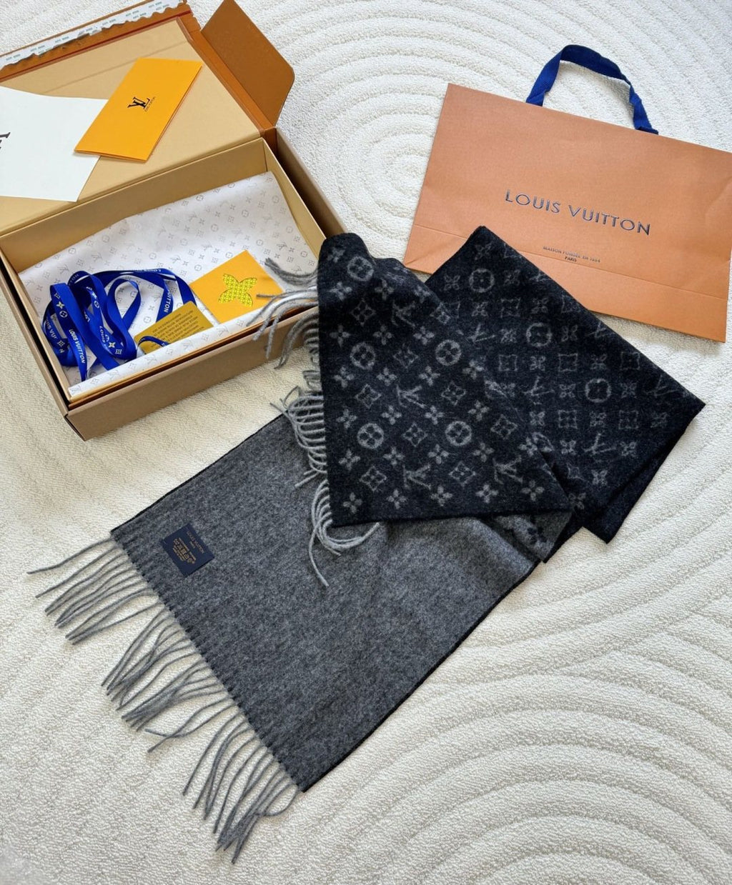 Louis Vuitton Men's Tonal Monogram Cashmere Scarf