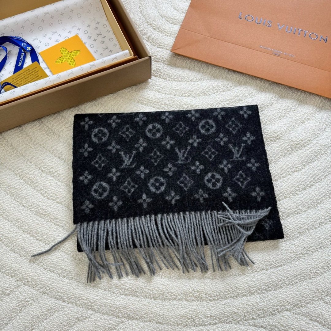 Louis Vuitton Men's Tonal Monogram Cashmere Scarf