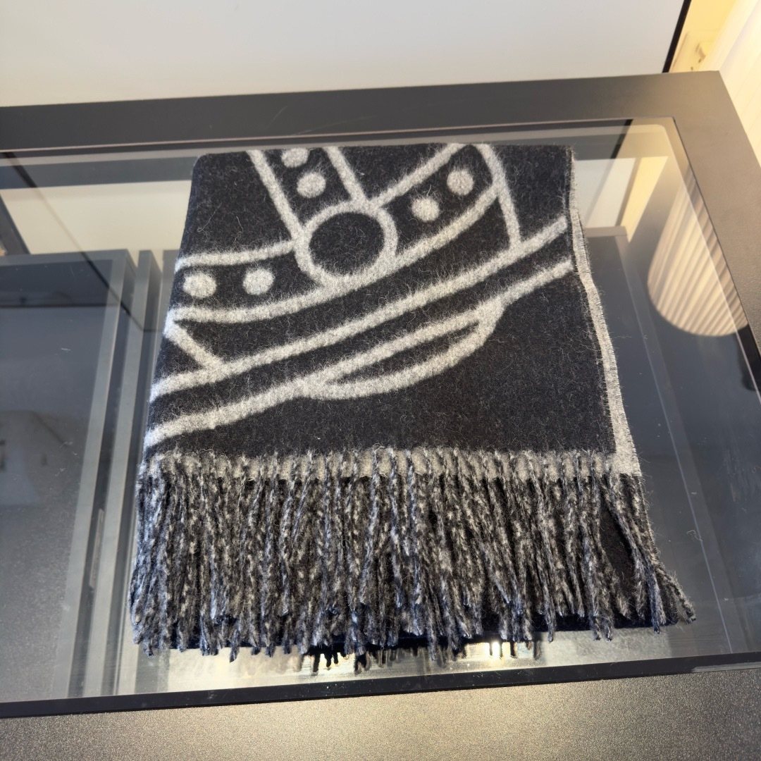 Vivienne Westwood Cashmere Orb Fringed Scarf