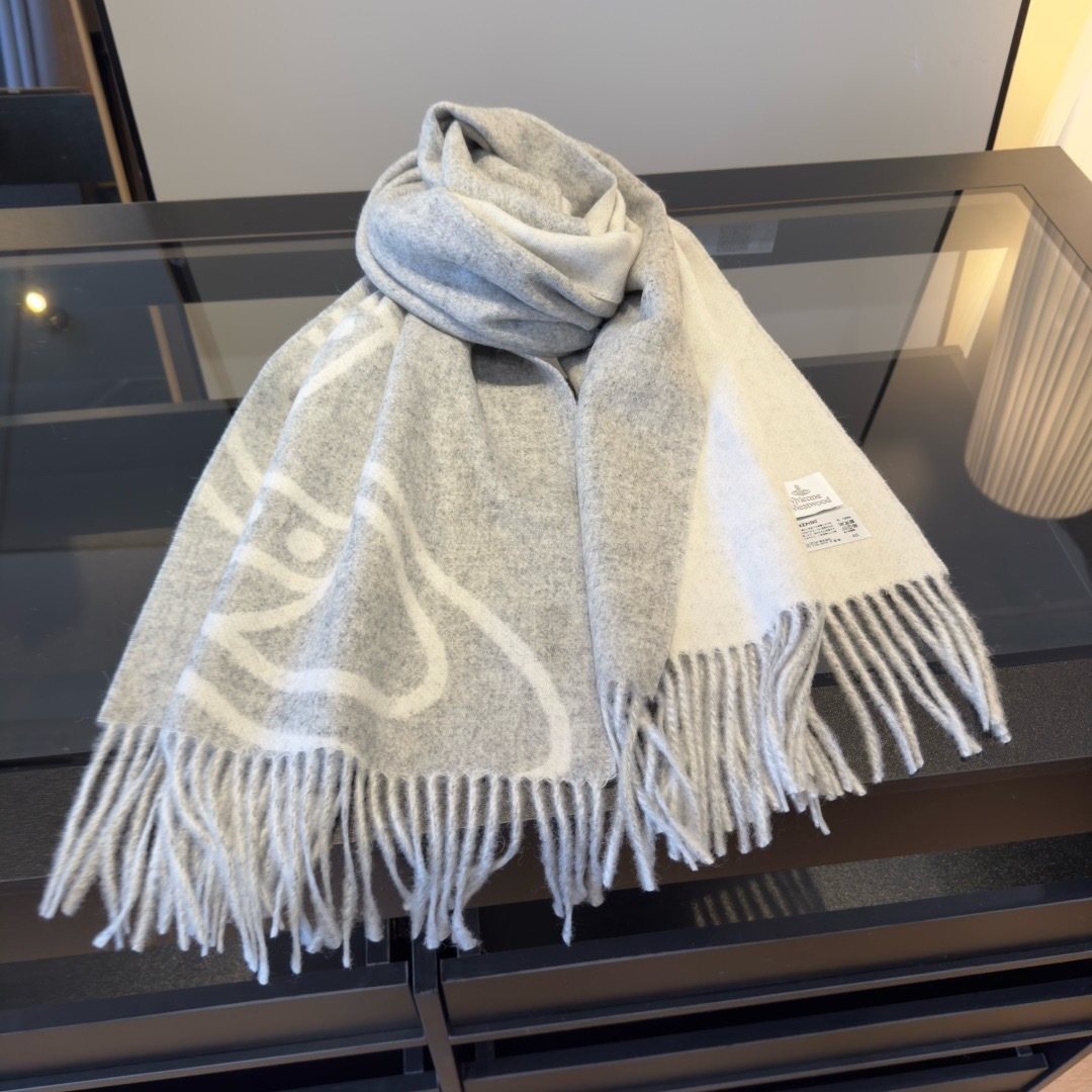 Vivienne Westwood Cashmere Orb Fringed Scarf