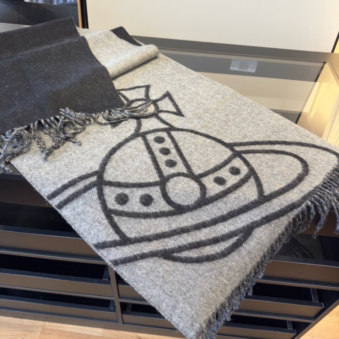 Vivienne Westwood Cashmere Orb Fringed Scarf