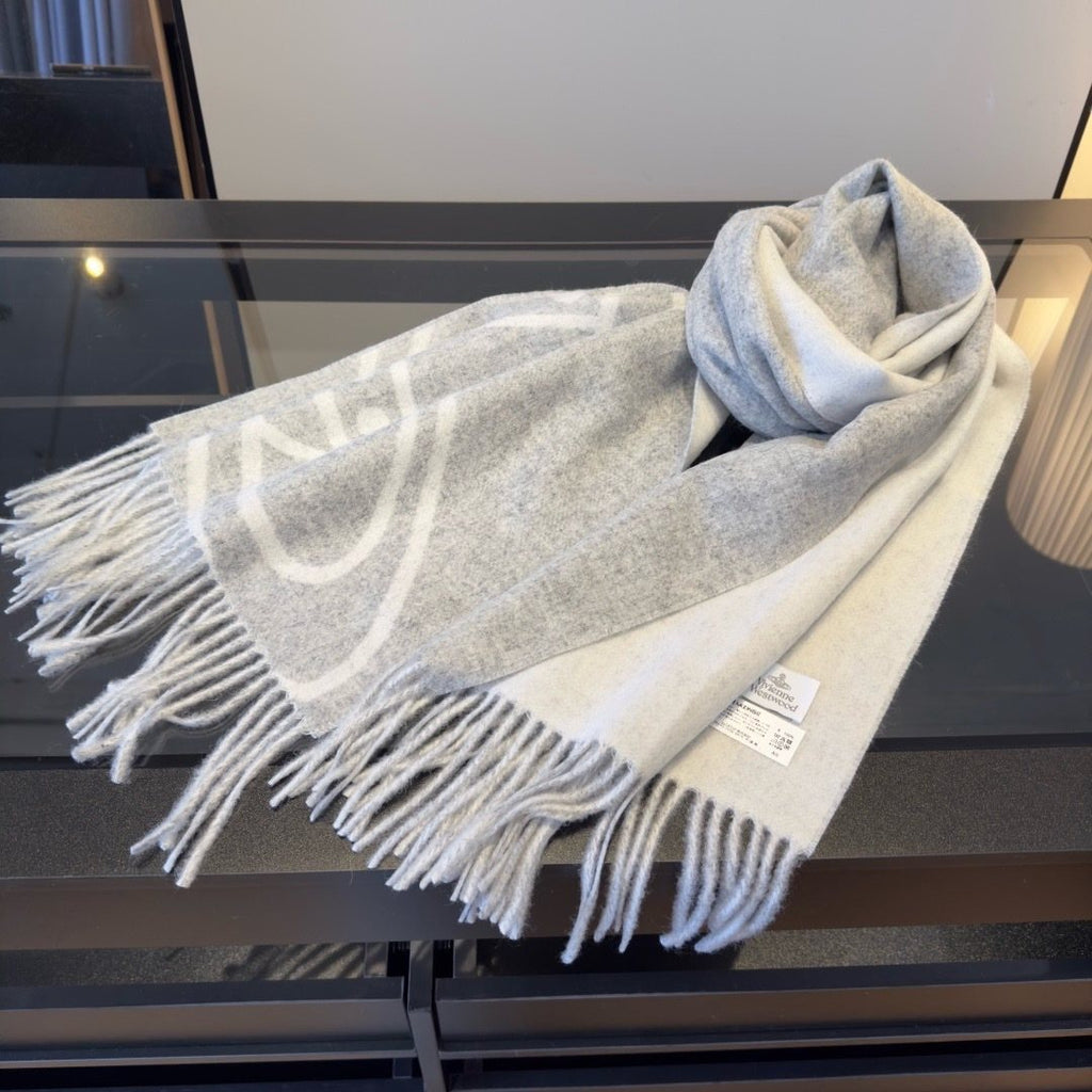 Vivienne Westwood Cashmere Orb Fringed Scarf