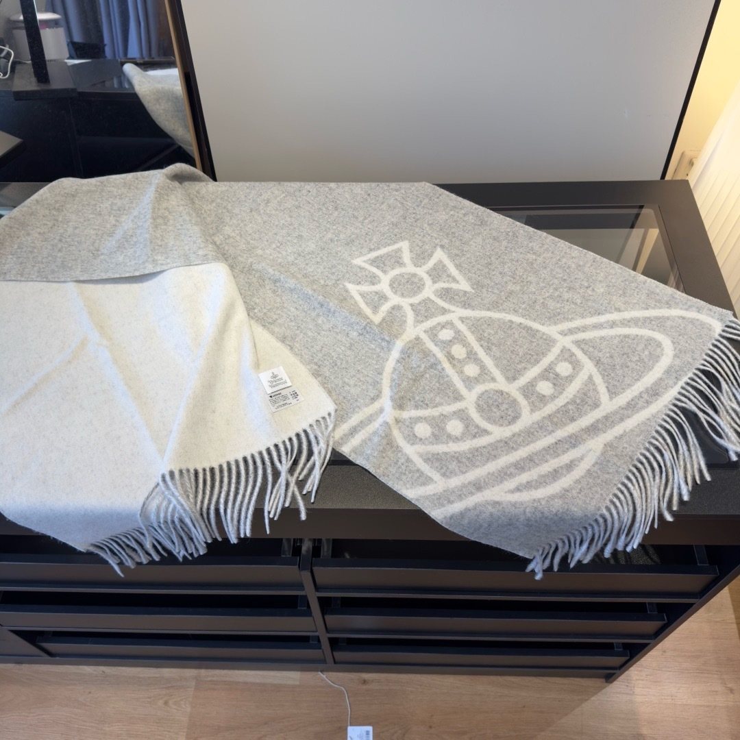 Vivienne Westwood Cashmere Orb Fringed Scarf