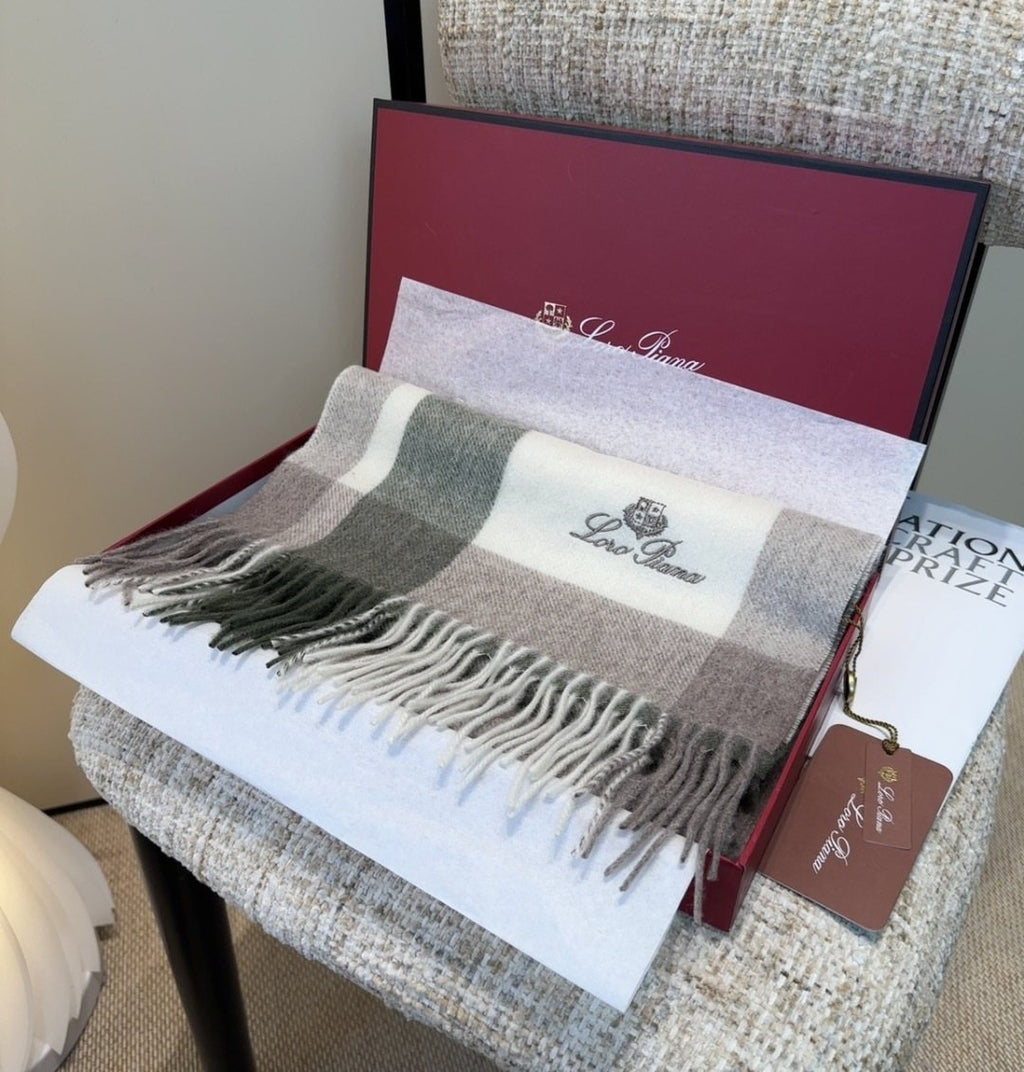 Loro Piana Fringed Plaid Scarf