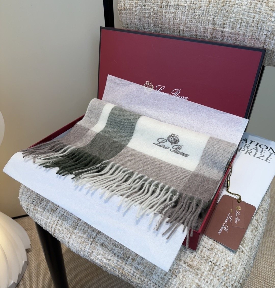 Loro Piana Fringed Plaid Scarf