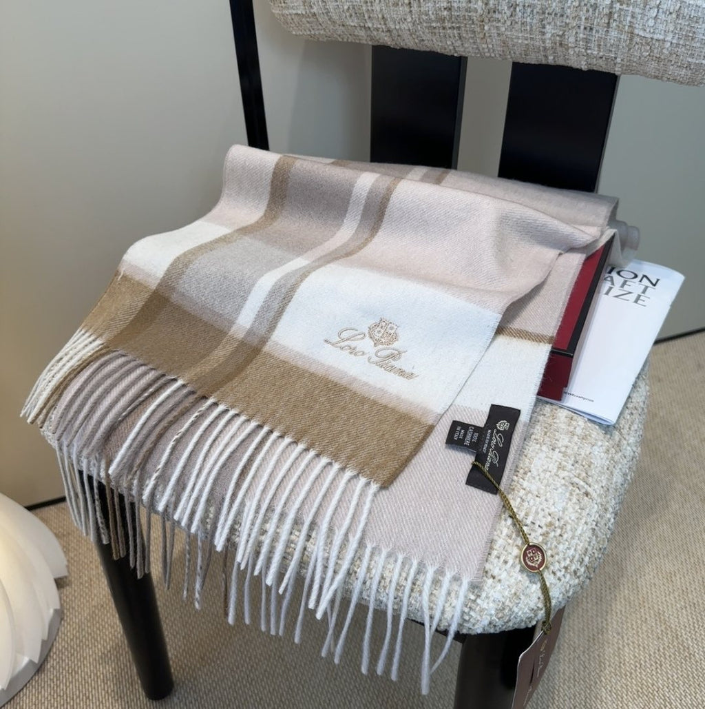 Loro Piana Fringed Plaid Scarf