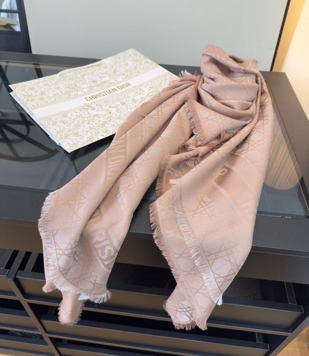 Dior Geometric Jacquard Fringed Square Scarf