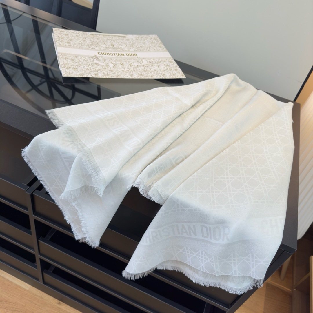 Dior Geometric Jacquard Fringed Square Scarf