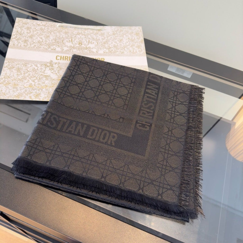 Dior Geometric Jacquard Fringed Square Scarf
