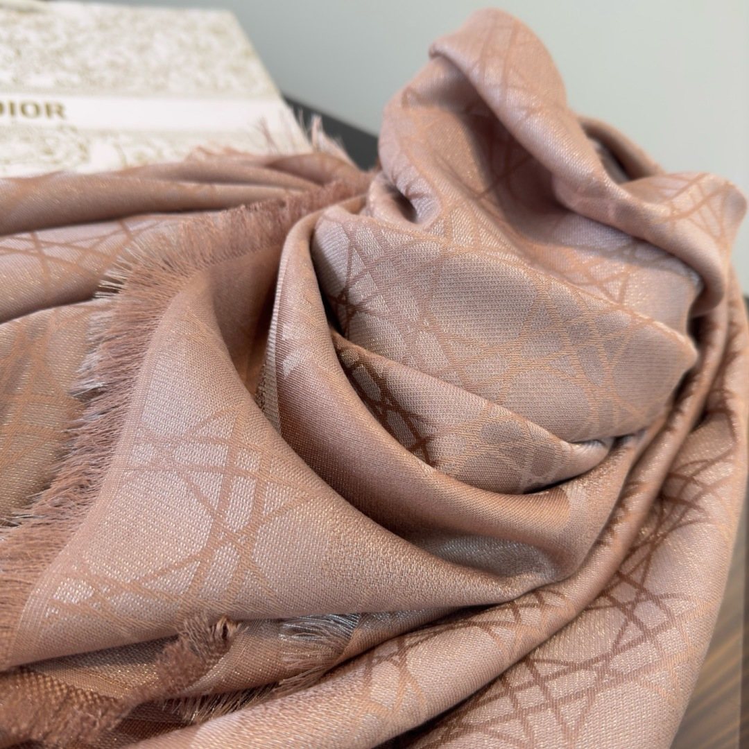 Dior Geometric Jacquard Fringed Square Scarf