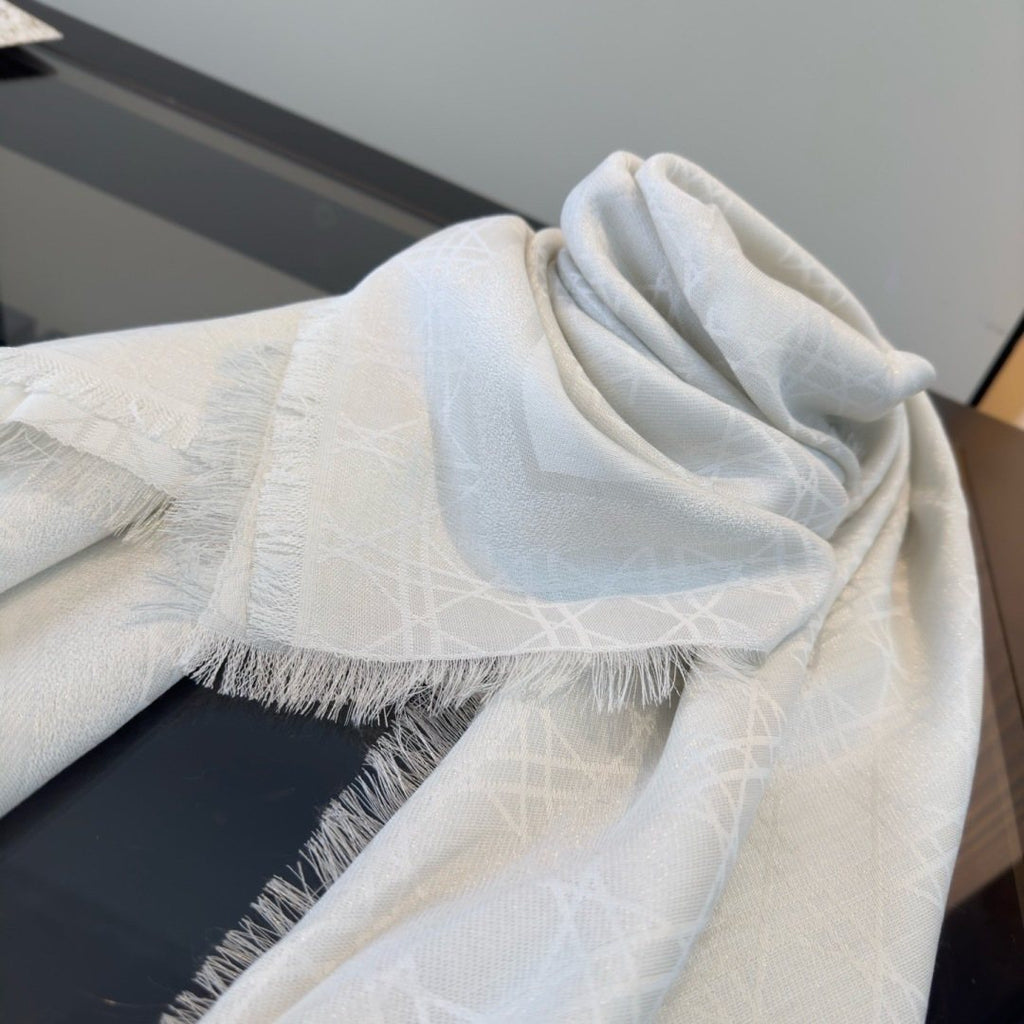 Dior Geometric Jacquard Fringed Square Scarf