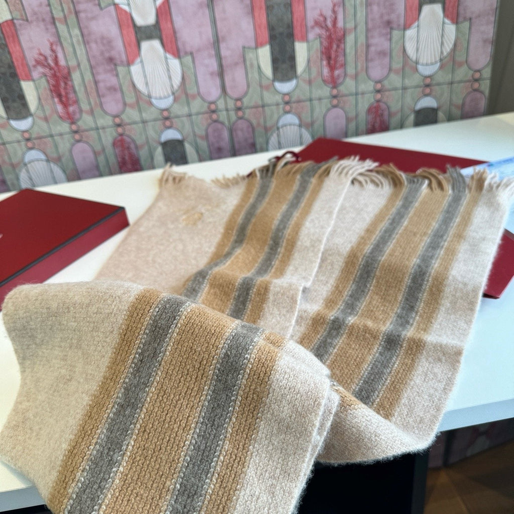 Loro Piana Striped Fringed Scarf
