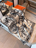Dior Botanical Print Fringe Square Scarf