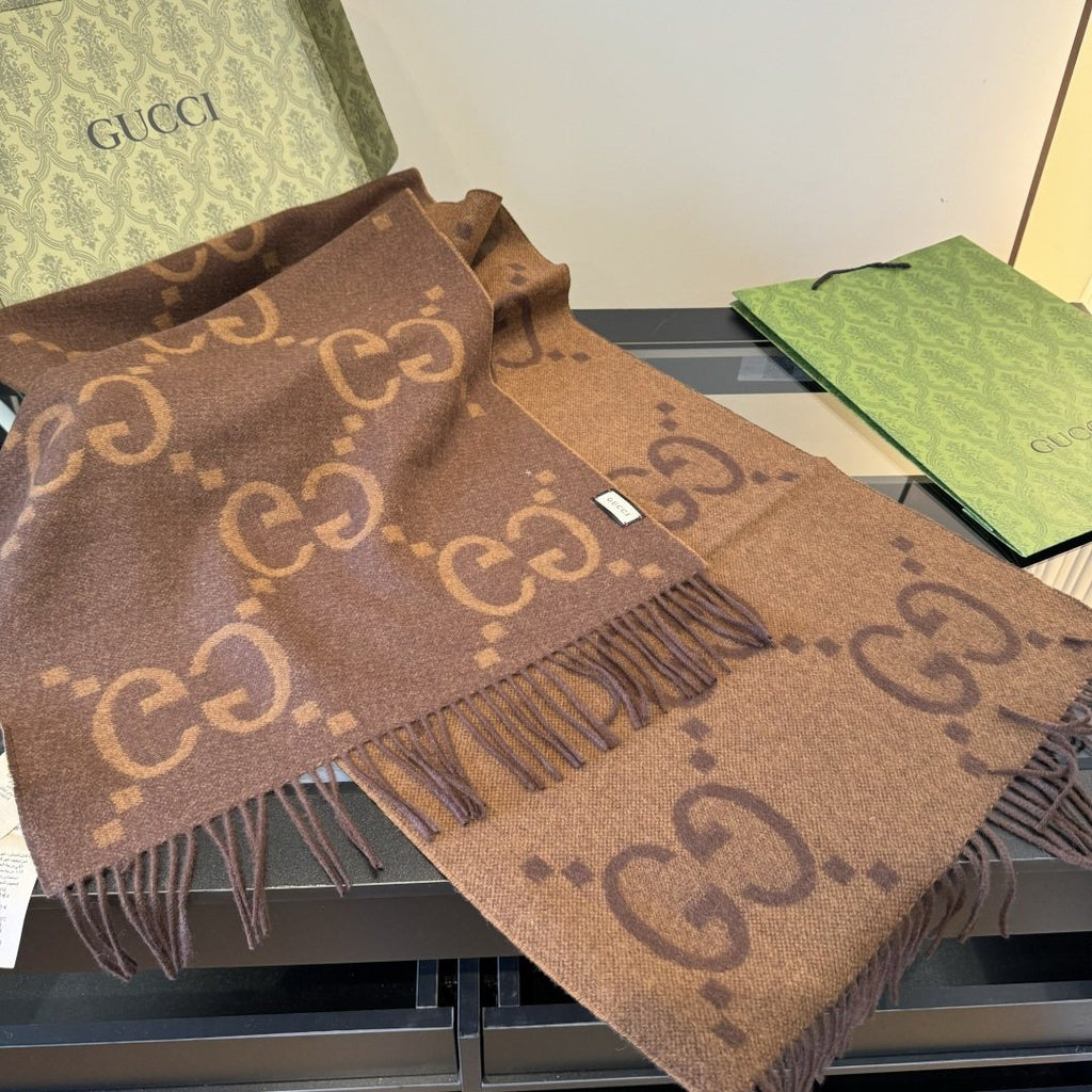 Gucci Reversible GG Fringed Scarf