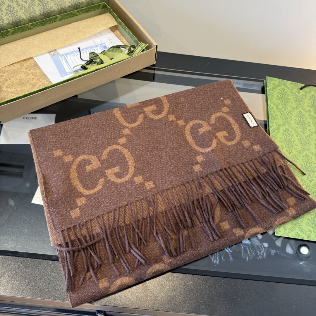 Gucci Reversible GG Fringed Scarf